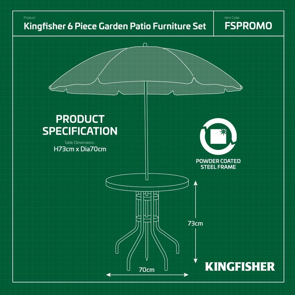 Garden Mile Patio Dining Set - Round 4 seater garden dinning set with Umbrella, 4 Folding Dining Chairs & Round Tempered Glass Table for Garden, Patio furniture or conservatory décor (Black)